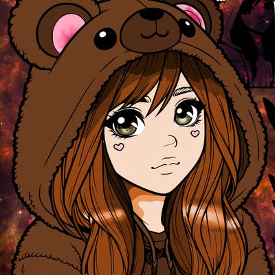 realistic girl in a bear hoodie
