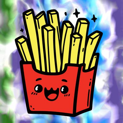 french fries in a box with a happy face