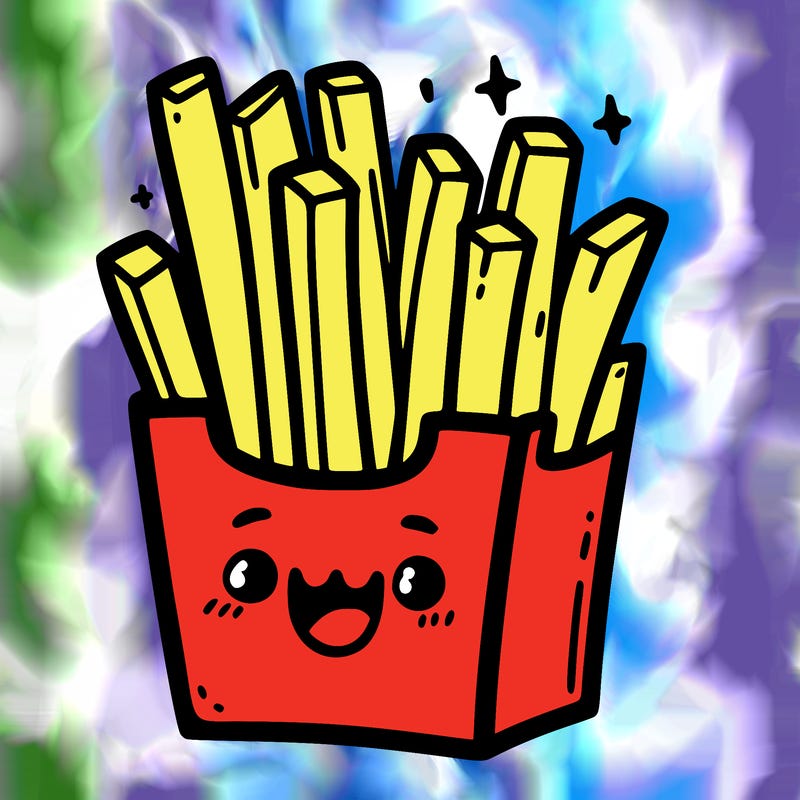 french fries in a box with a happy face