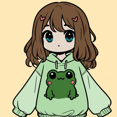 girl wearing frogging sweatshirt