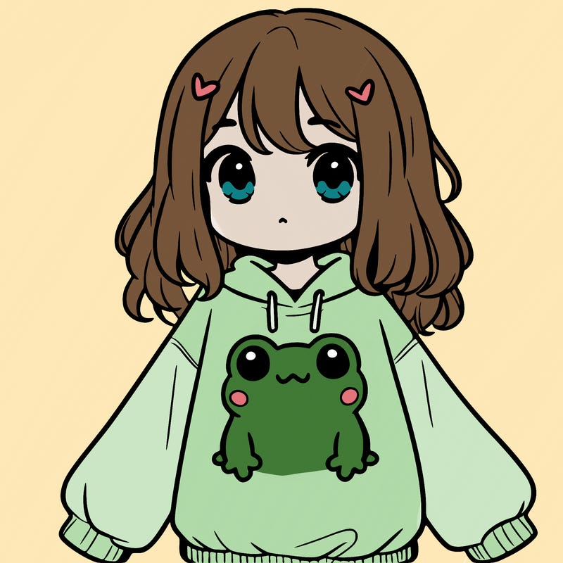 girl wearing frogging sweatshirt