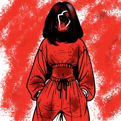 realistic girl faceless with baggy pants and a crop top