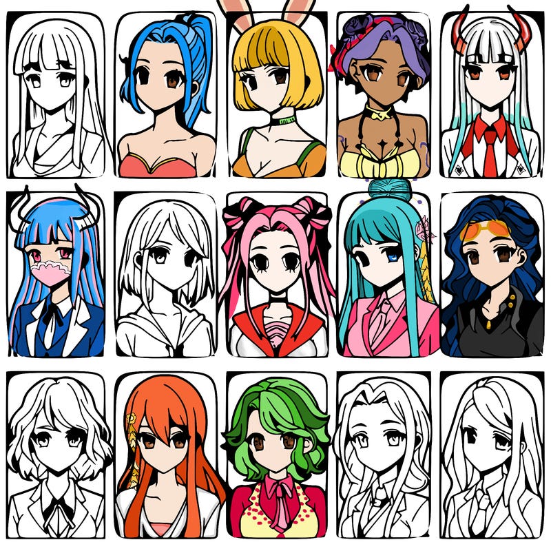 girls that look diffrent anime