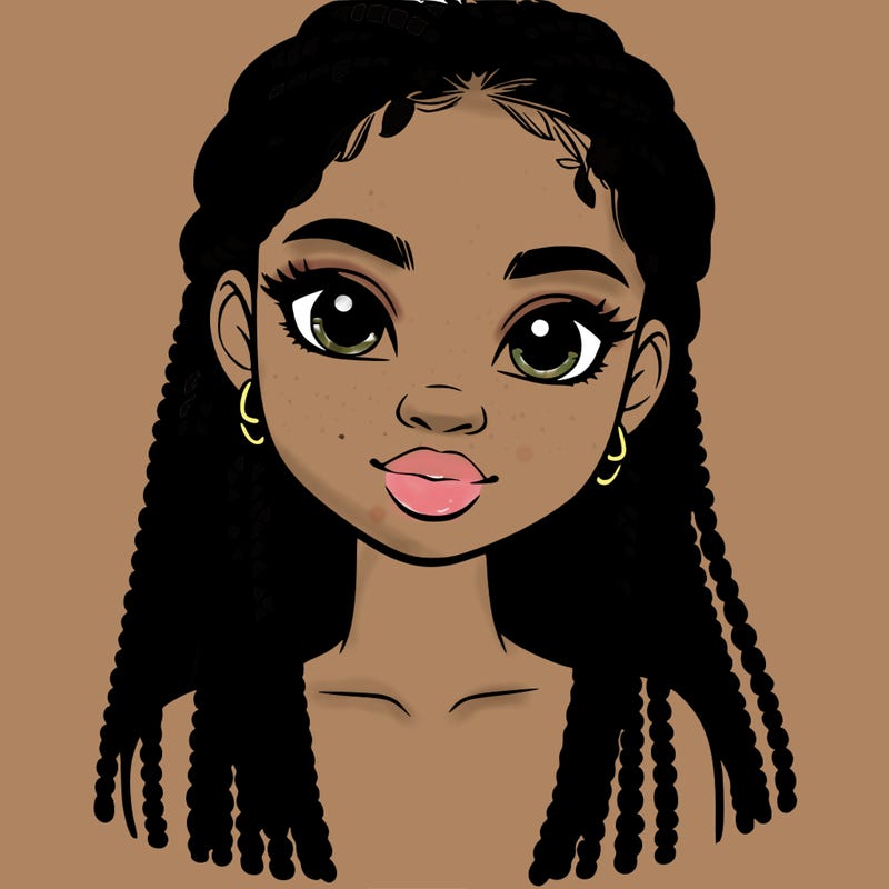 a realistic black girl with braids