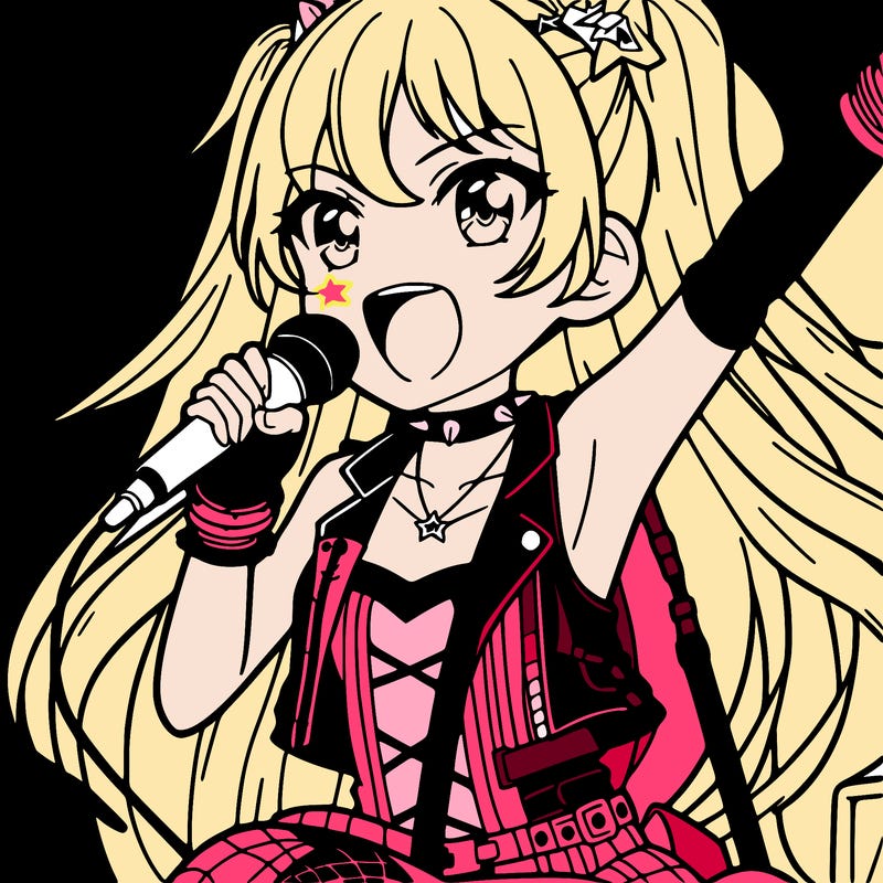 anime girl singing on stage in a rock star outfit