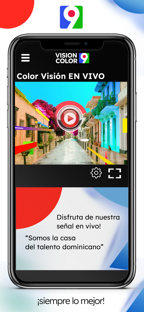 Color Visión Canal 9 - Color Vision Canal 9 mobile app interface showing live streaming content on an iPhone