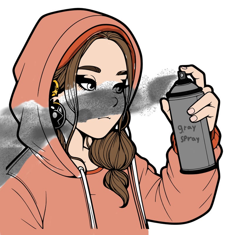 a realistic girl, spray painting