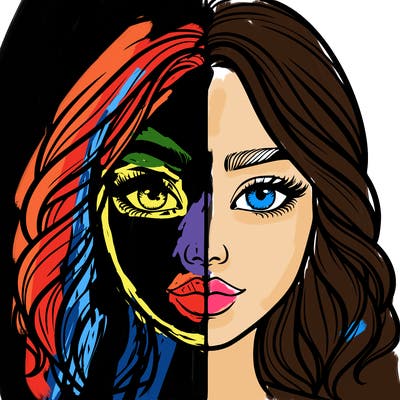 realistic girl split half