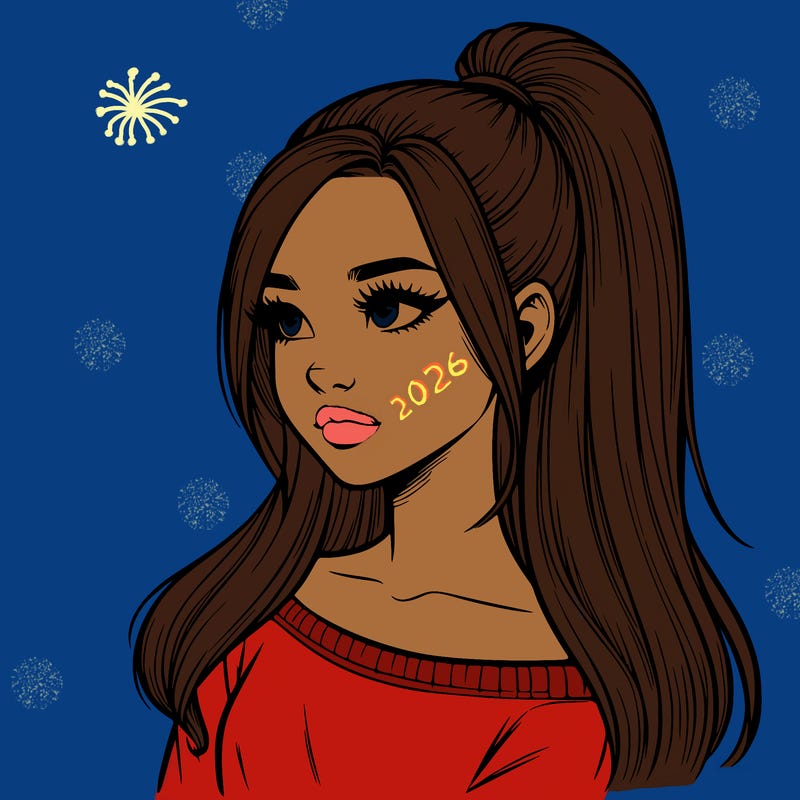 realistic girl with a high ponytail