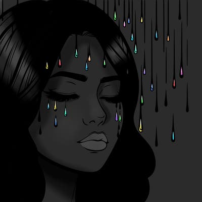 rain going over realistic woman’s face