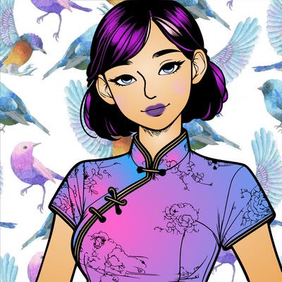 realistic asian girl wearing qipao