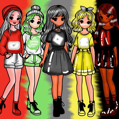 a group of five girls