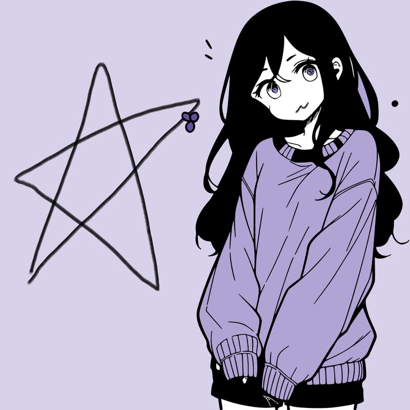 manga teen girl  in a sweater and baggy pants