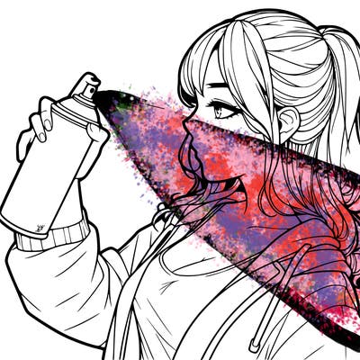 a realistic girl spray, painting