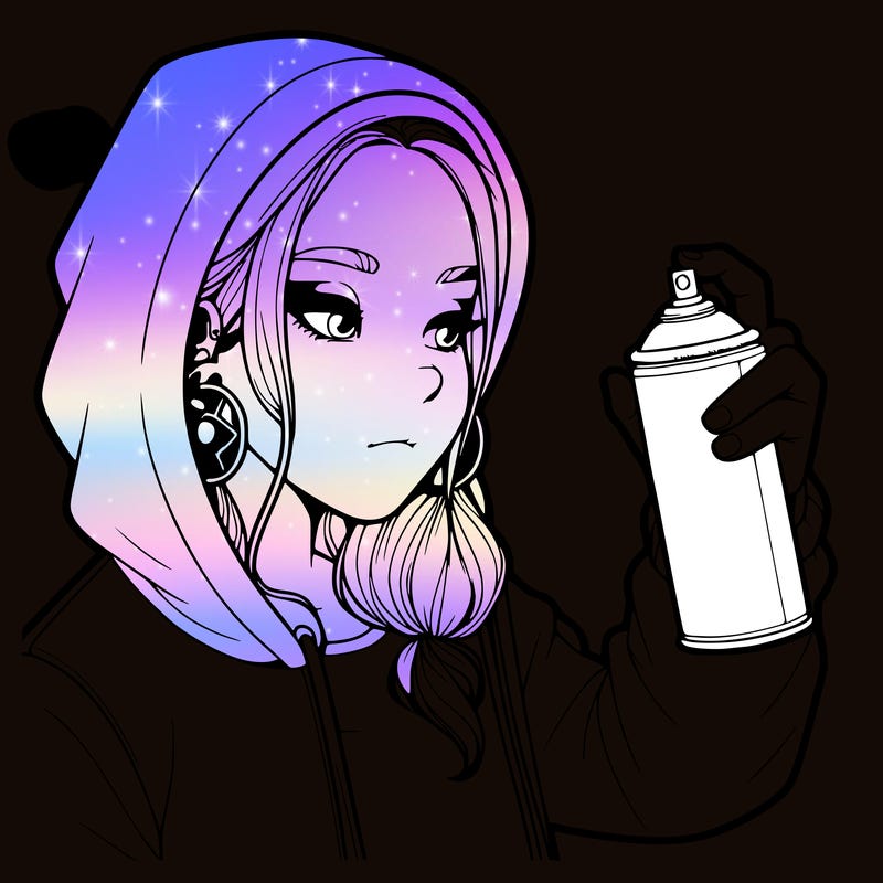 a realistic girl, spray painting