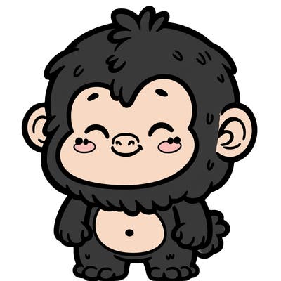 one cute smiling gorilla