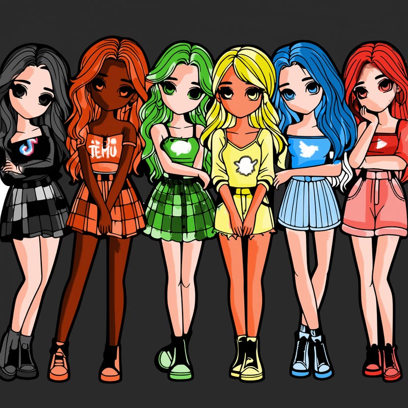 a group of girls realistic