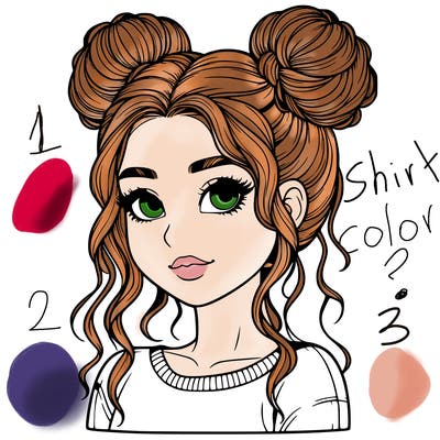 realistic girl with two buns in her hair