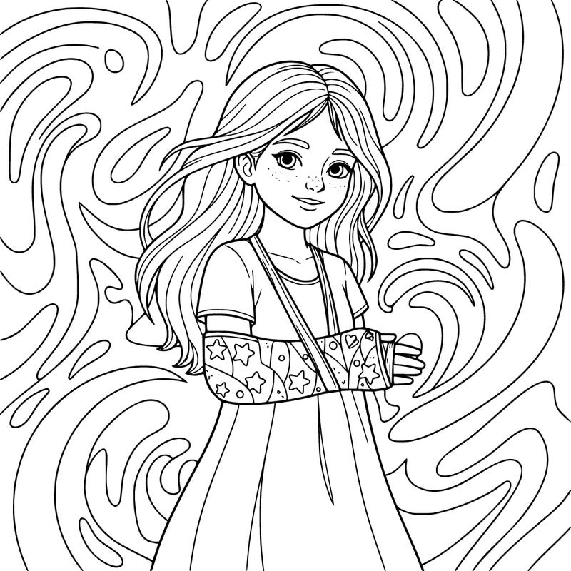 a very detailed girl with a cast