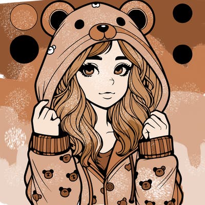 realistic girl in a animal pjs hoodie