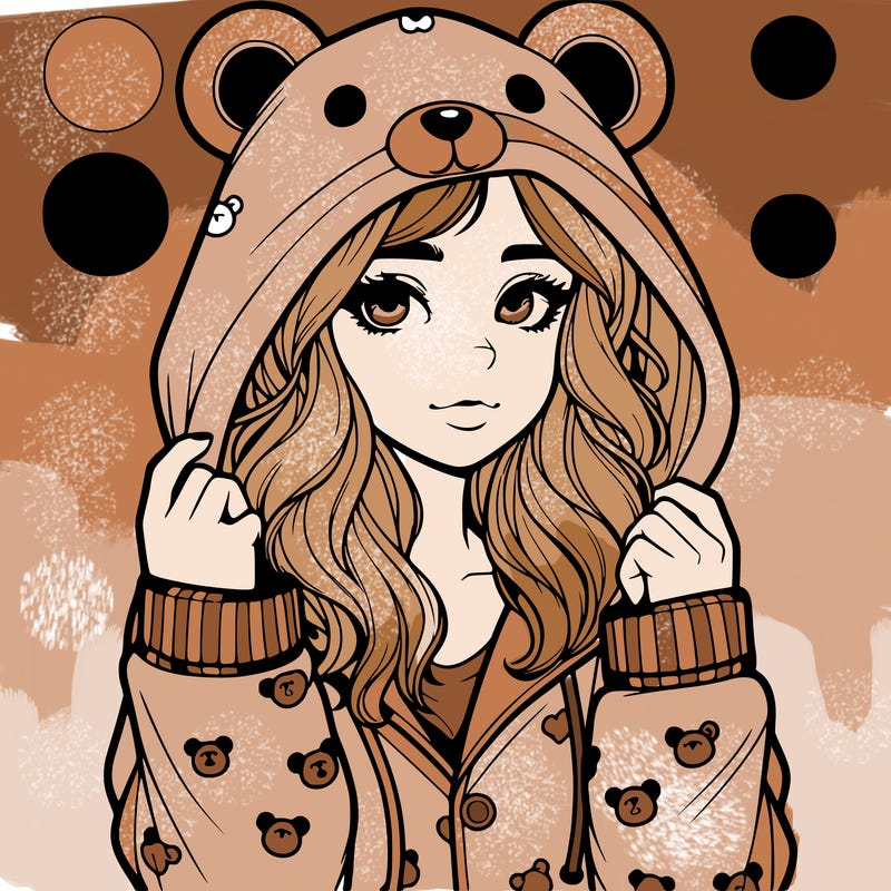 realistic girl in a animal pjs hoodie