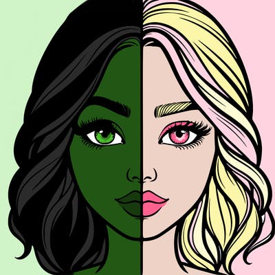 realistic girl split half