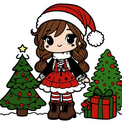 girl in christmas outfit