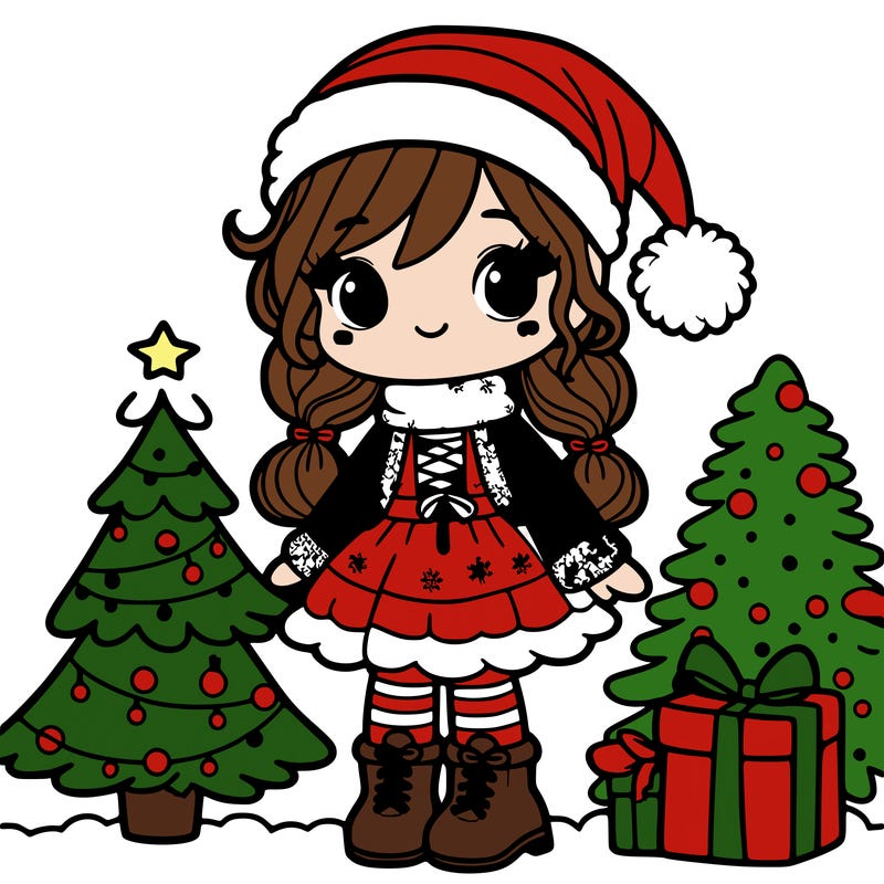girl in christmas outfit