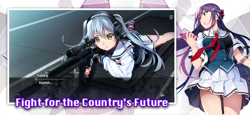 Grisaia Phantom Trigger Vol.1 - Personaje de anime Tohka apuntando un rifle de francotirador en una escena de Grisaia Phantom Trigger Vol 1