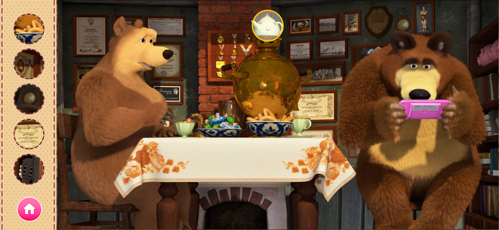 Masha and the Bear. Activities - Gameplay of the Masha and the Bear detective activity where players find hidden objects in the bear house