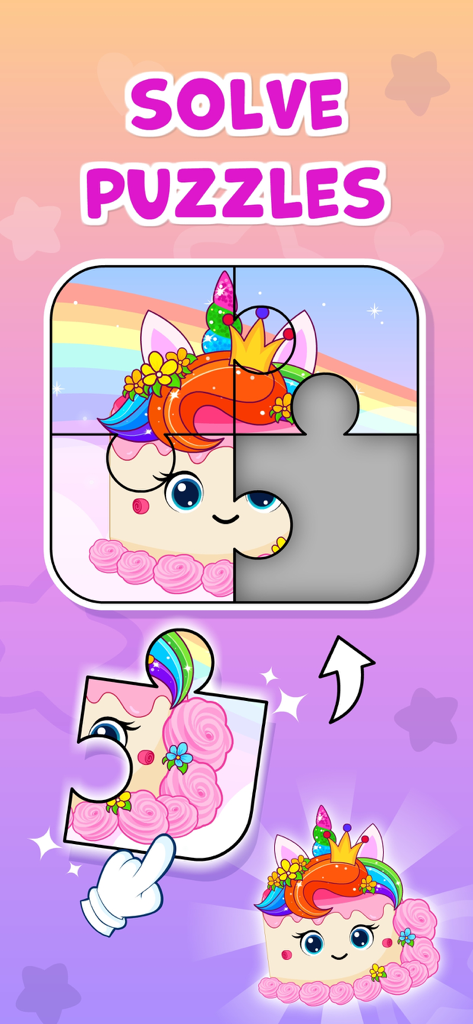 Un gioco di puzzle a incastro con unicorni per bambini