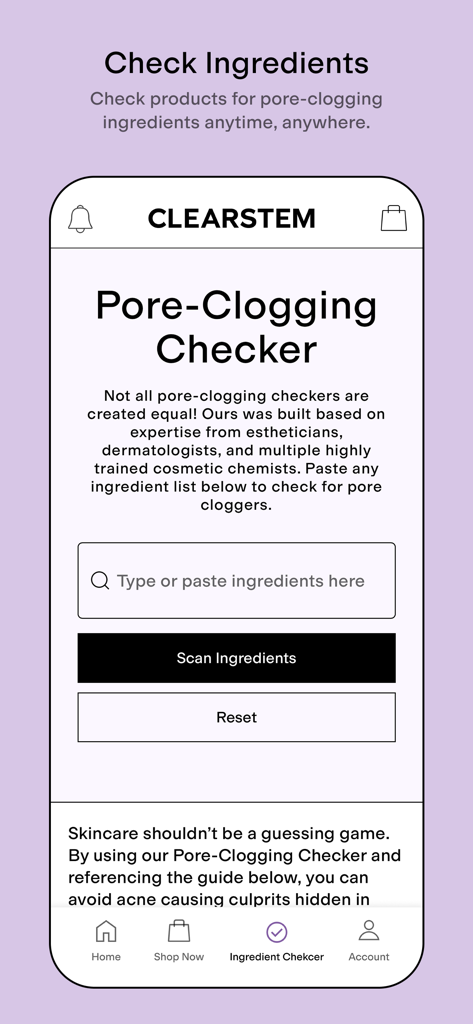 CLEARSTEM - Interface of the CLEARSTEM app Pore Clogging Checker tool