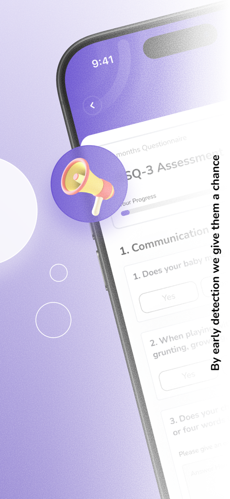 Ynmo - Tifli - Ynmo Tifli app screen showing a child development communication assessment questionnaire