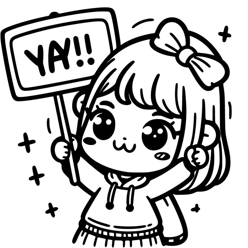 girl with sign saying yay