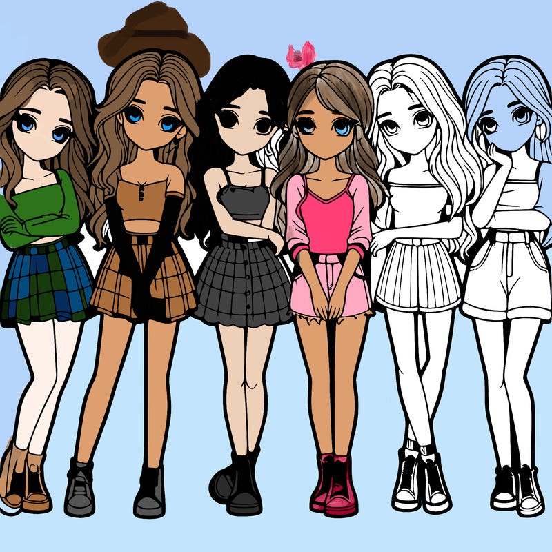a group of girls realistic
