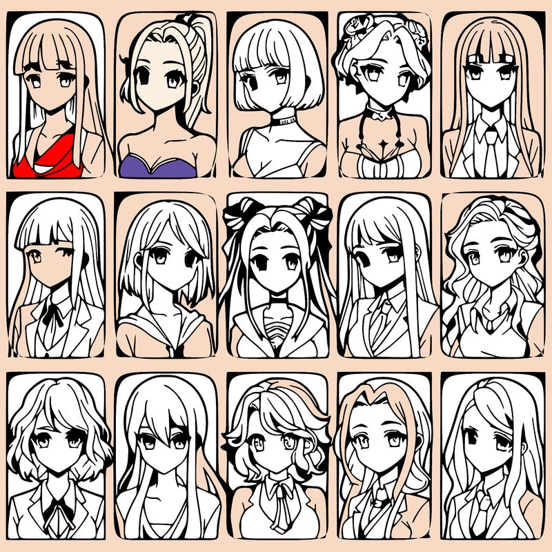 girls that look diffrent anime