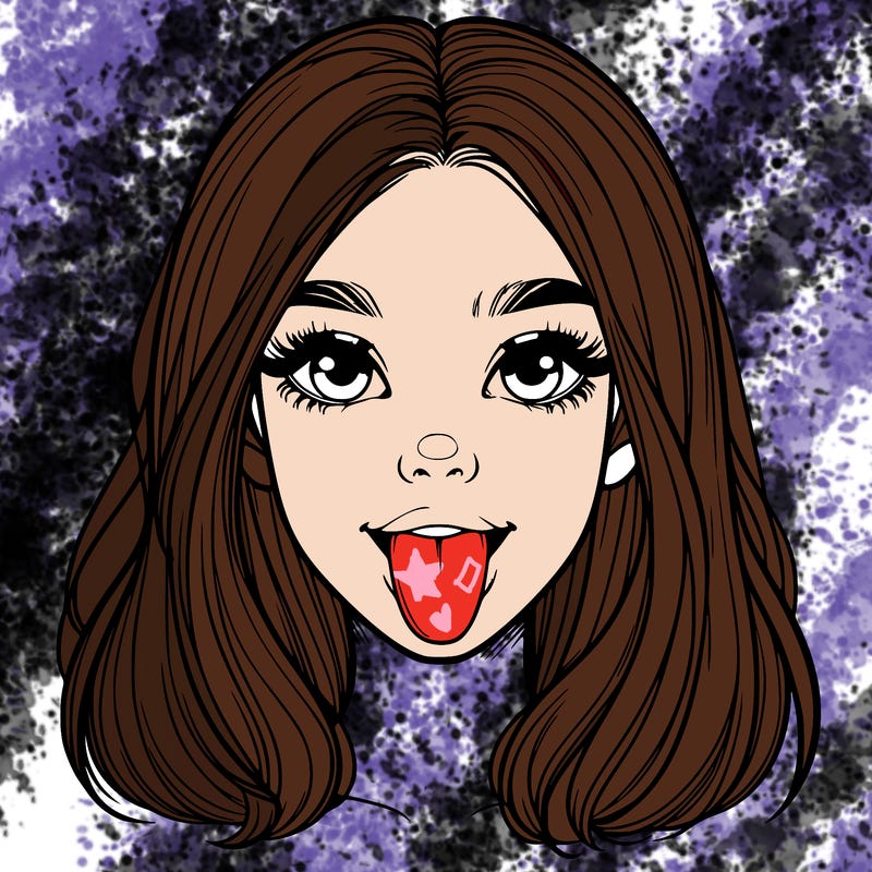 realistic girl with her tongue out