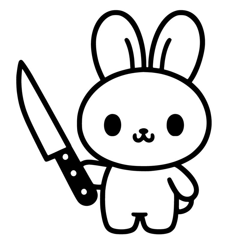 pochacco from hello kitty holding a knife