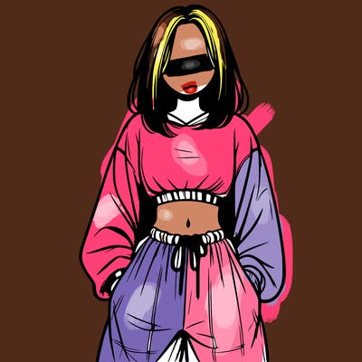 realistic girl faceless with baggy pants and a crop top