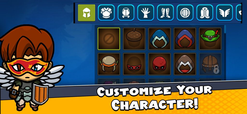 Bomb Man - Battles - Bomb Man Battles game character customization screen showing various masks helmets and armor options