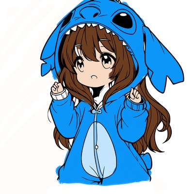 anime girl in a stitch onsie