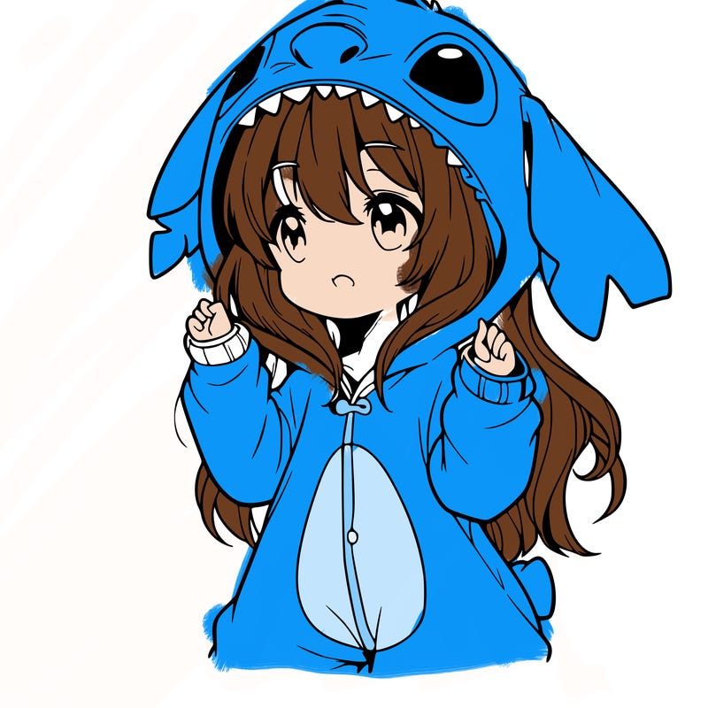anime girl in a stitch onsie