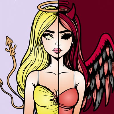devil vs angel realistic girl