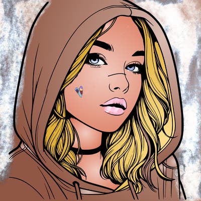 realistic girl with hood on