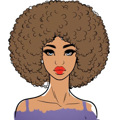 realistic lady with afro