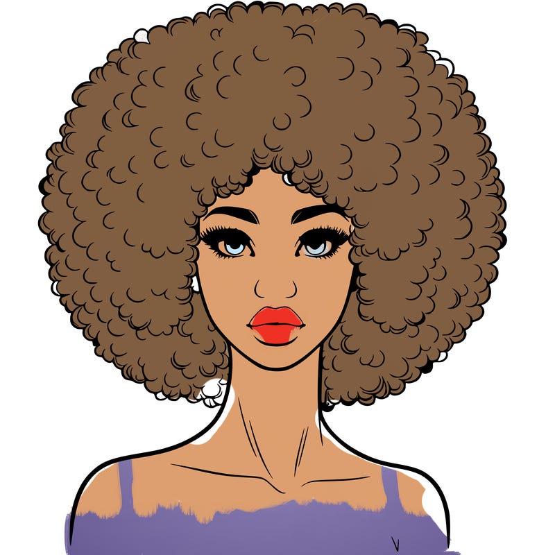 realistic lady with afro
