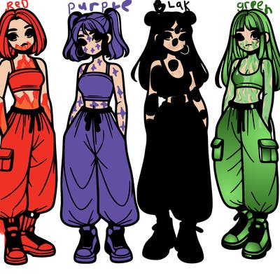 girls with crop top with baggy pants