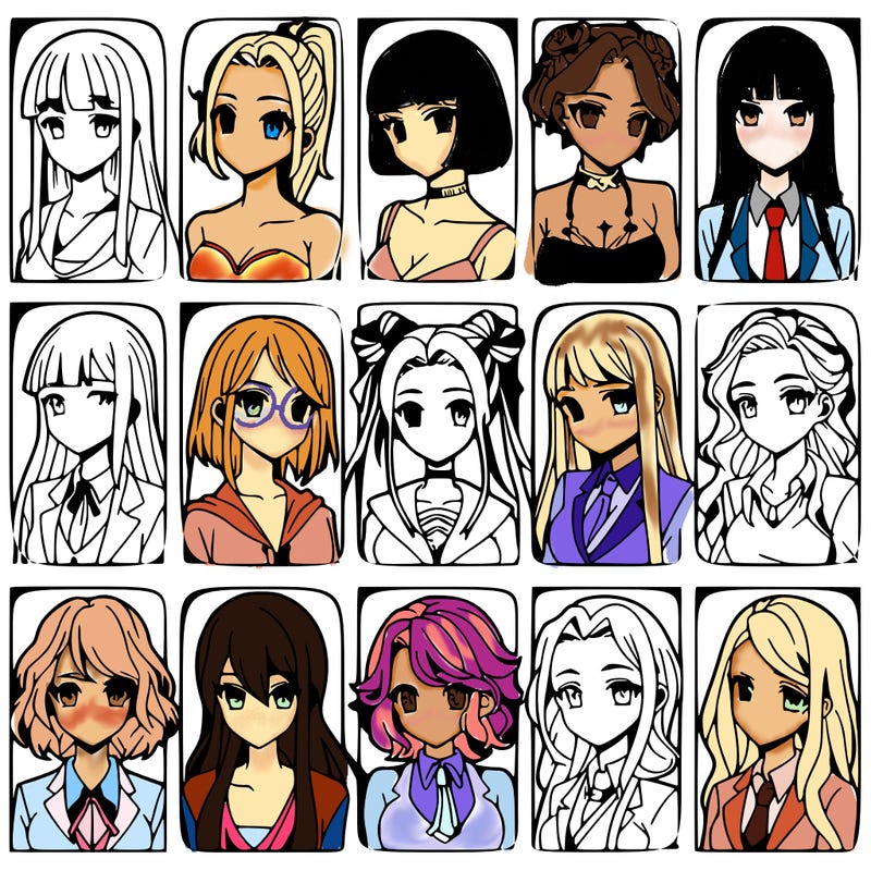girls that look diffrent anime