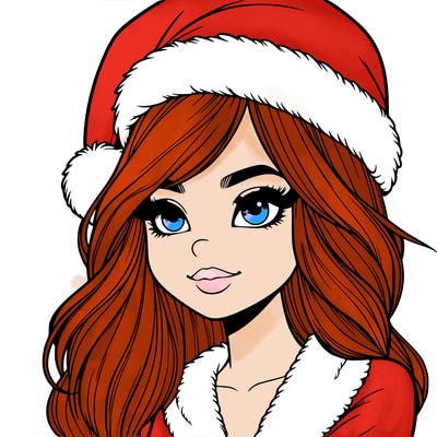 realistic girl in santa hat