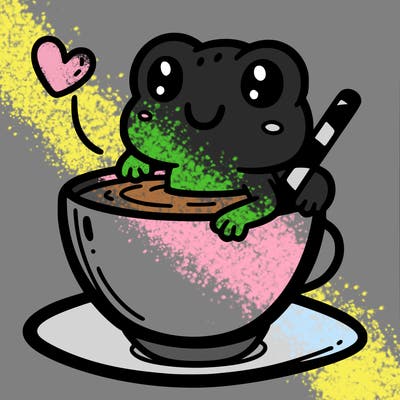 cute frog in a tea cup